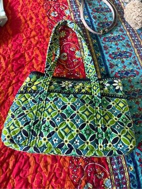 Quilted Vera Bradley Floral Tote Bag in Green Pattern